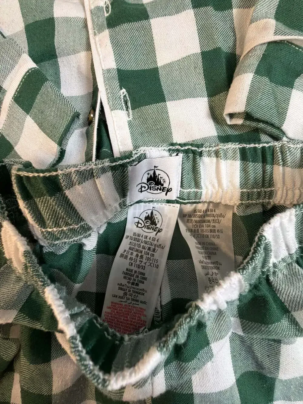 Disney Mickey Mouse & Donald Duck Plaid Pajamas Size 4 Green White